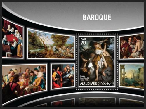 Poštová známka Maldivy 2016 Umenie, baroko Mi# Block 986 Kat 9€