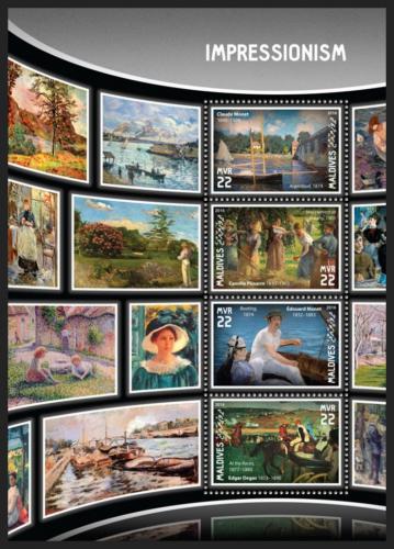 Poštové známky Maldivy 2016 Umenie, impresionismus Mi# 6585-88 Kat 11€