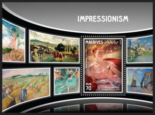 Poštová známka Maldivy 2016 Umenie, impresionismus Mi# Block 989 Kat 9€