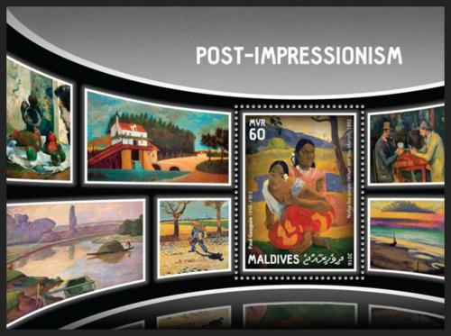 Poštová známka Maldivy 2016 Umenie, postimpresionismus Mi# Block 990