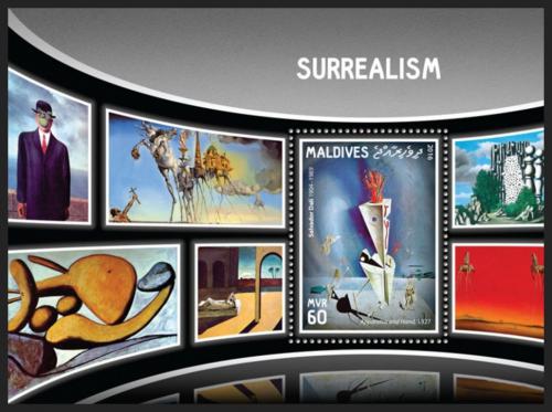 Poštová známka Maldivy 2016 Umenie, surrealismus Mi# Block 992