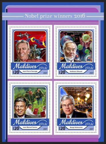 Poštové známky Maldivy 2017 Laureáti Nobelovy ceny 2016 Mi# 6808-11 Kat 10€