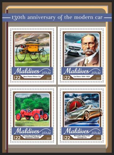 Poštové známky Maldivy 2017 Automobily Mi# 6833-36 Kat 11€