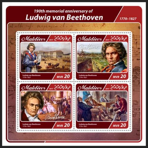 Poštové známky Maldivy 2017 Ludwig van Beethoven Mi# 6888-91 Kat 10€