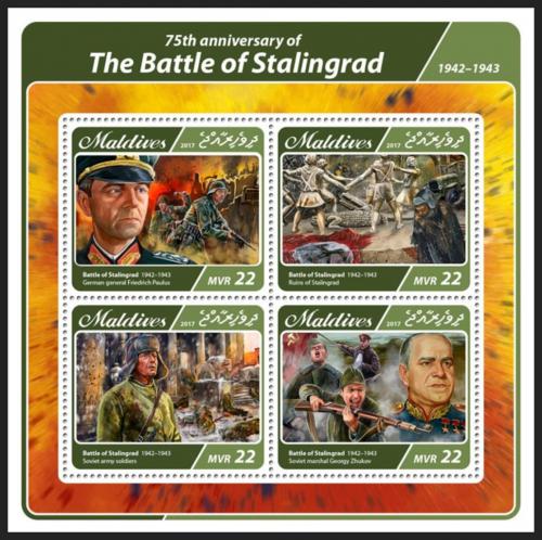 Poštové známky Maldivy 2017 Bitka u Stalingradu Mi# 6893-96 Kat 11€