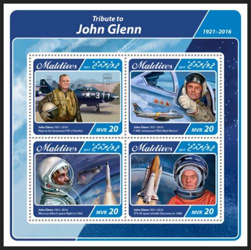 Poštové známky Maldivy 2017 John Glenn Mi# 6908-11 Kat 10€