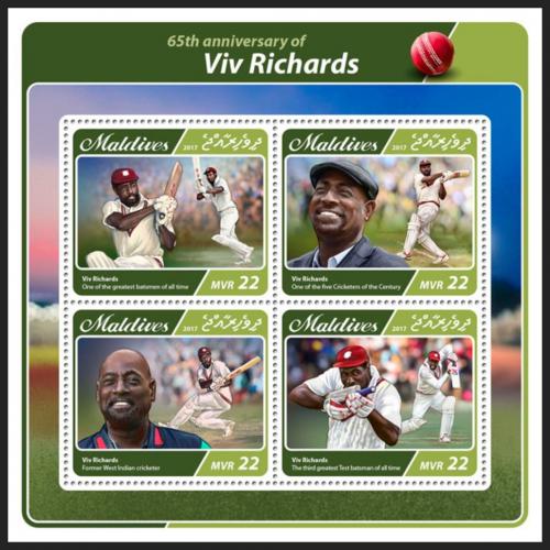 Poštové známky Maldivy 2017 Viv Richards, kriket Mi# 6918-21 Kat 11€