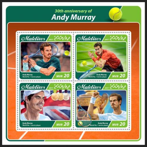 Poštové známky Maldivy 2017 Andy Murray, tenis Mi# 6923-26 Kat 10€