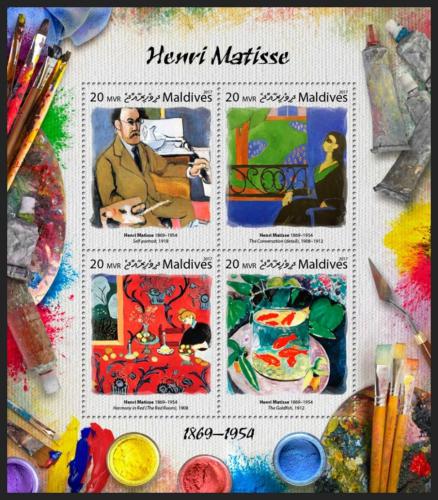 Poštové známky Maldivy 2017 Umenie, Henri Matisse Mi# 6958-61 Kat 10€