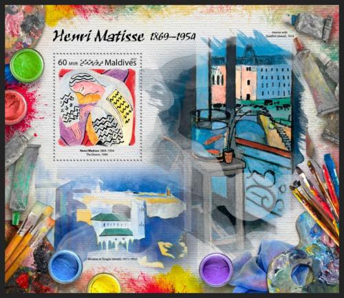 Poštová známka Maldivy 2017 Umenie, Henri Matisse Mi# Block 1057 Kat 7.50€