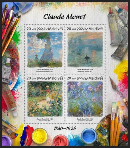 Poštové známky Maldivy 2017 Umenie, Claude Monet Mi# 6963-66 Kat 10€
