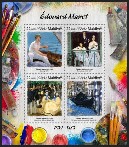 Poštové známky Maldivy 2017 Umenie, Édouard Manet Mi# 6968-71 Kat 11€