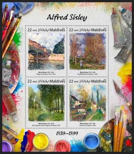 Poštové známky Maldivy 2017 Umenie, Alfred Sisley Mi# 6973-76 Kat 11€