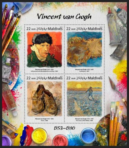 Poštové známky Maldivy 2017 Umenie, Vincent van Gogh Mi# 6983-86 Kat 11€