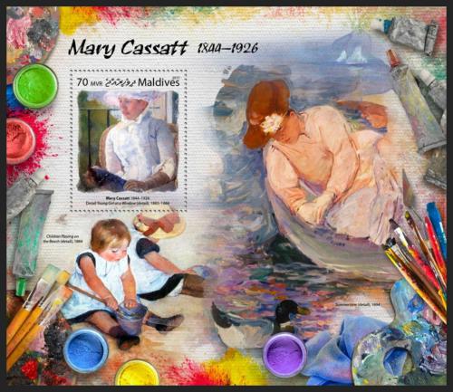 Poštová známka Maldivy 2017 Umenie, Mary Cassatt Mi# Block 1063 Kat 9€ 