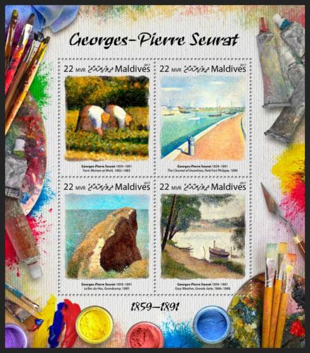Poštové známky Maldivy 2017 Umenie, Georges-Pierre Seurat Mi# 6998-7001 Kat 11€