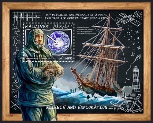 Poštová známka Maldivy 2017 Ernest Shackleton, polárník Mi# Block 1078