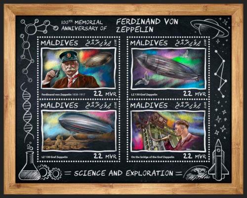 Poštové známky Maldivy 2017 Ferdinand von Zeppelin Mi# 7068-71 Kat 11€