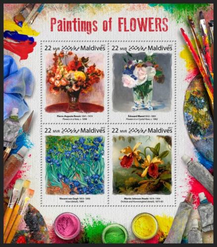 Poštové známky Maldivy 2017 Kvety, umenie Mi# 7118-21 Kat 11€