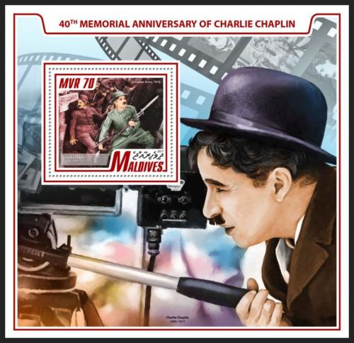 Potovn znmka Maledivy 2017 Charlie Chaplin Mi# Block 1099 Kat 9