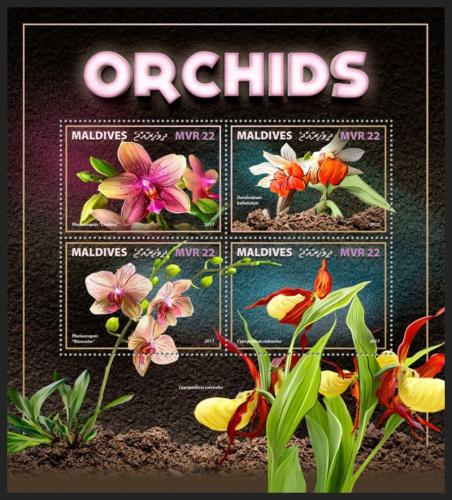 Poštové známky Maldivy 2017 Orchideje Mi# 7208-11 Kat 11€