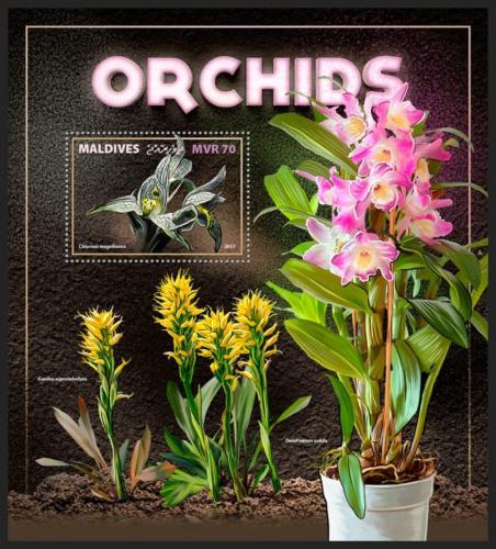 Poštová známka Maldivy 2017 Orchideje Mi# Block 1107 Kat 9€
