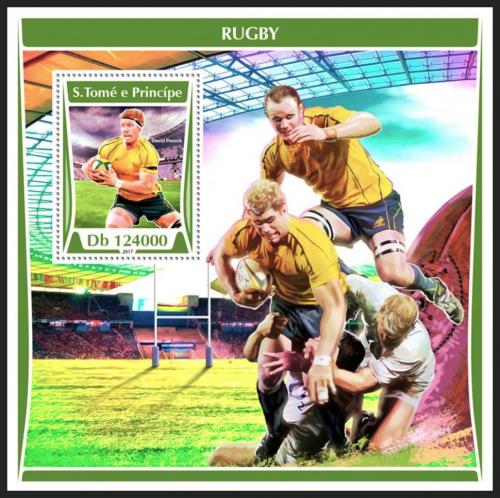 Poštová známka Svätý Tomáš 2017 Rugby Mi# Block 1308 Kat 12€