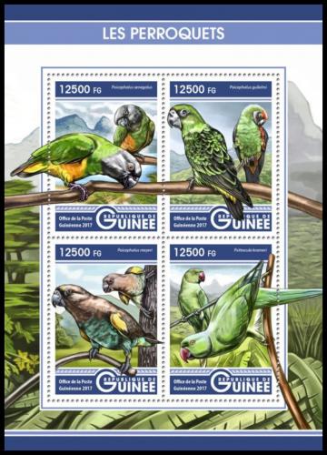 Poštové známky Guinea 2017 Papagáje Mi# 12301-04 Kat 20€