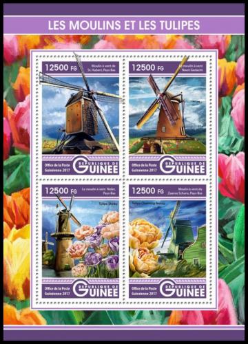 Poštové známky Guinea 2017 Vìtrné mlýny a tulipány Mi# 12316-19 Kat 20€