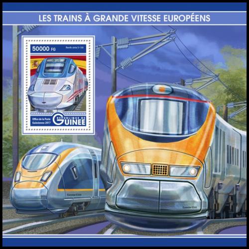 Poštová známka Guinea 2017 Moderní lokomotívy Mi# Block 2773 Kat 20€
