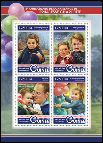 Poštové známky Guinea 2017 Princezna Charlotte Mi# 12401-04 Kat 20€