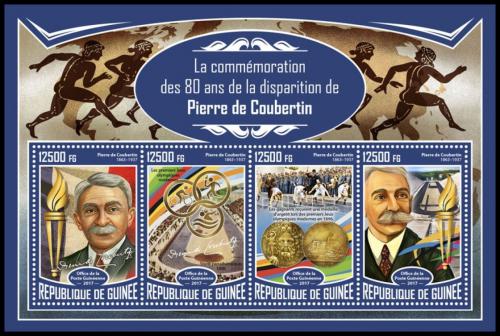 Poštové známky Guinea 2017 Pierre de Coubertin Mi# 12456-59 Kat 20€