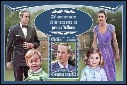 Poštová známka Guinea 2017 Princ William Mi# Block 2796 Kat 20€