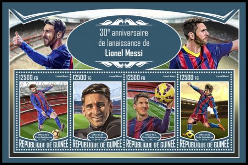 Poštové známky Guinea 2017 Lionel Messi, futbal Mi# 12506-09 Kat 20€