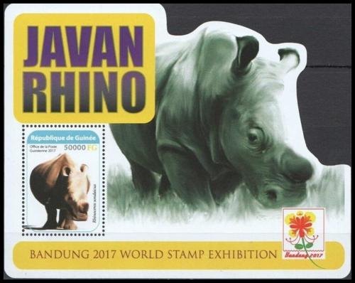 Poštová známka Guinea 2017 Nosorožec jávský Mi# Block 2801 Kat 20€