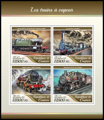 Poštové známky Guinea 2017 Parní lokomotívy Mi# 12615-18 Kat 20€