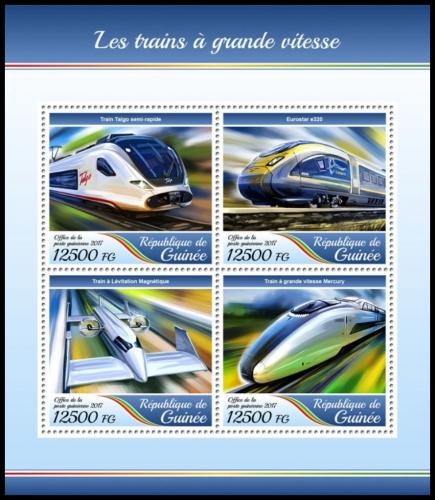 Poštové známky Guinea 2017 Moderní lokomotívy Mi# 12620-23 Kat 20€
