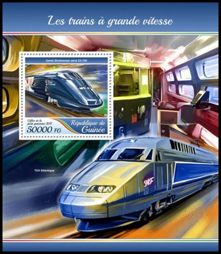 Poštová známka Guinea 2017 Moderní lokomotívy Mi# Block 2820 Kat 20€