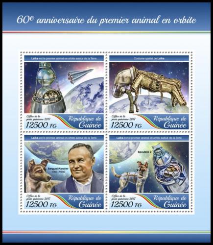 Poštové známky Guinea 2017 První psi ve vesmíru Mi# 12635-38 Kat 20€
