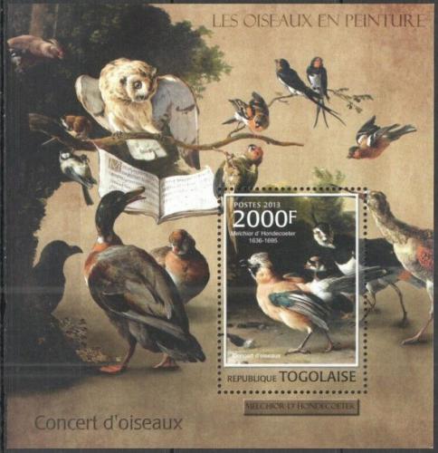 Poštová známka Togo 2013 Malby ptákù Mi# Block 765 Kat 8€