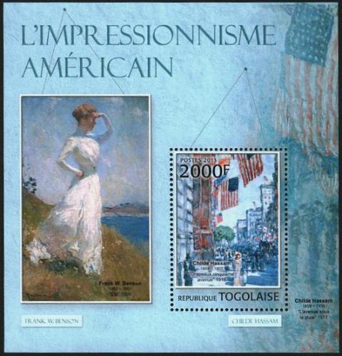 Poštová známka Togo 2013 Umenie, americký impresionismus Mi# Block 772 Kat 8€