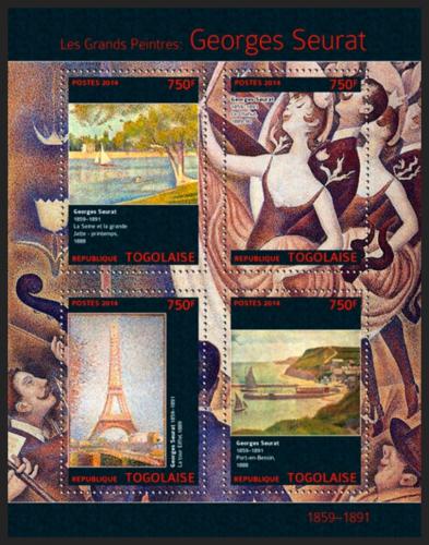 Poštové známky Togo 2014 Umenie, Georges Seurat Mi# 5953-56 Kat 12€