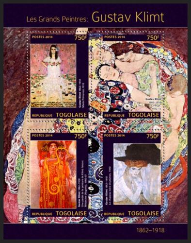 Poštové známky Togo 2014 Umenie, Gustav Klimt Mi# 5963-66 Kat 12€