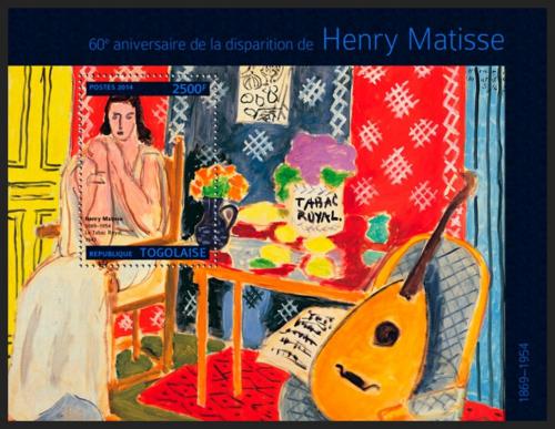 Poštová známka Togo 2014 Umenie, Henri Matisse Mi# Block 1014 Kat 10€