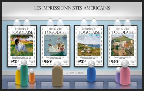 Poštové známky Togo 2015 Umenie, americký impresionismus Mi# 7207-10 Kat 15€