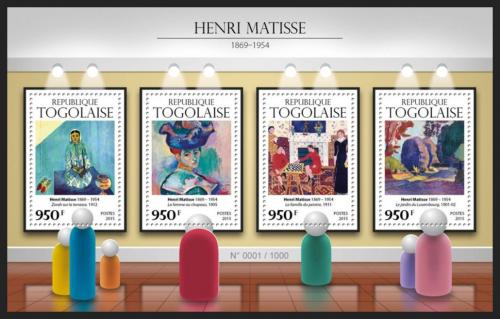 Poštové známky Togo 2015 Umenie, Henri Matisse Mi# 7212-15 Kat 15€
