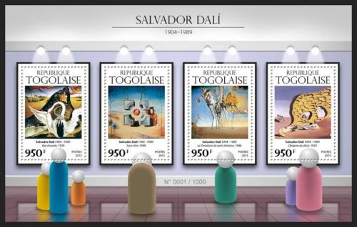 Poštové známky Togo 2015 Umenie, Salvador Dalí Mi# 7217-20 Kat 15€