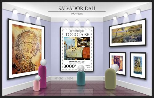 Poštová známka Togo 2015 Umenie, Salvador Dalí Mi# Block 1257 Kat 12€
