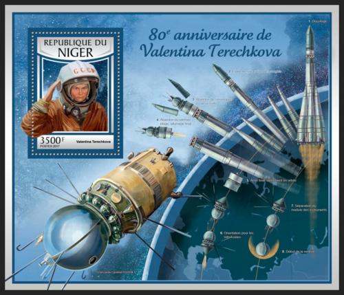 Poštová známka Niger 2016 Valentina Tìreškovová Mi# Block 669 Kat 14€