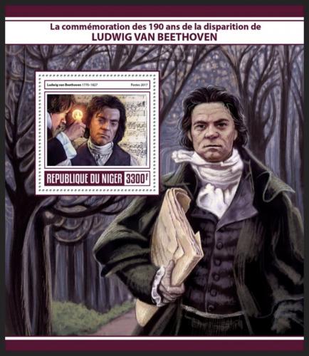 Poštová známka Niger 2017 Ludwig van Beethoven Mi# Block 716 Kat 13€